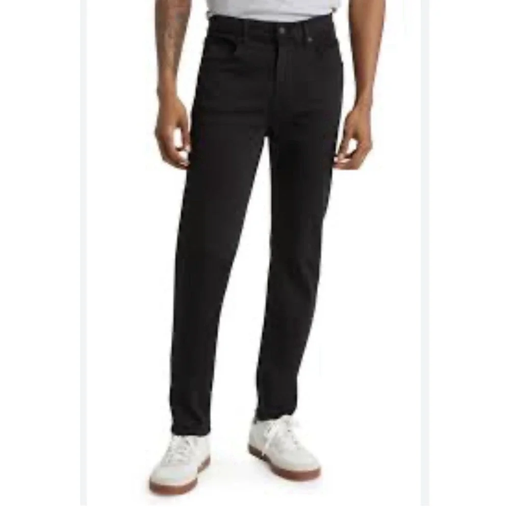 7 For All Mankind Jeans Mens 36x32 Black Slimmy Tapered Stretch Lux Performance